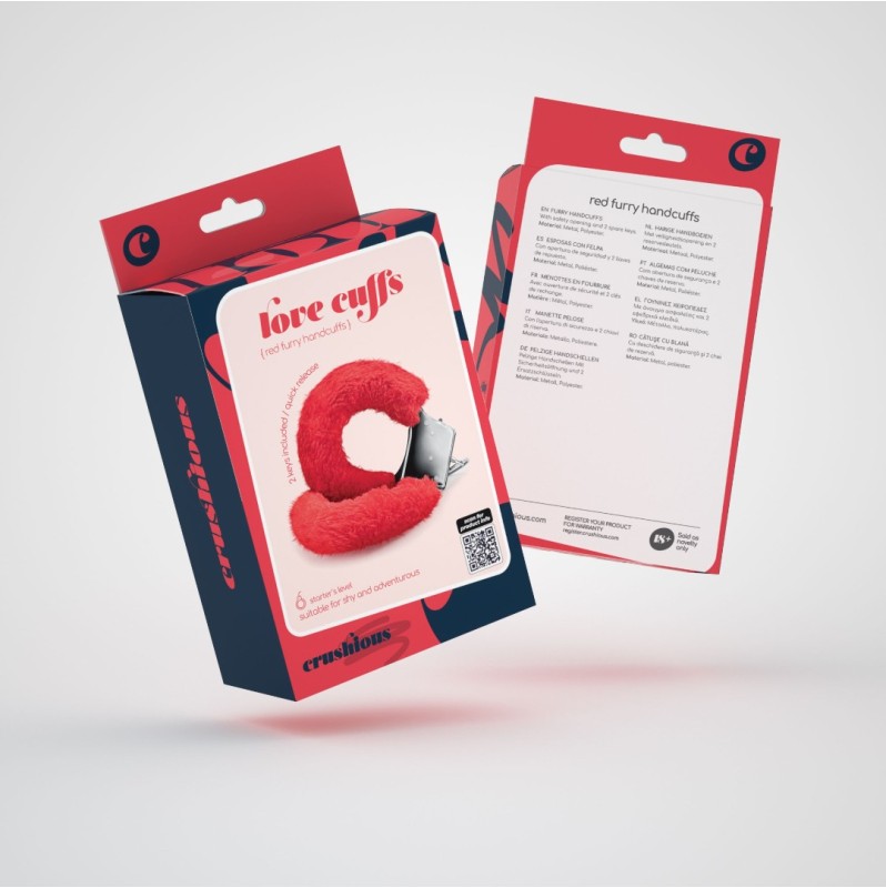 Furry Handcuffs Crushious Love Cuffs Red