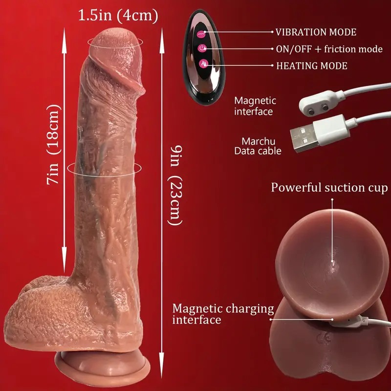 Ρεαλιστικός Θερμαινόμενος Δονητής Thrusting Με Βεντούζα 23cm Μπεζ