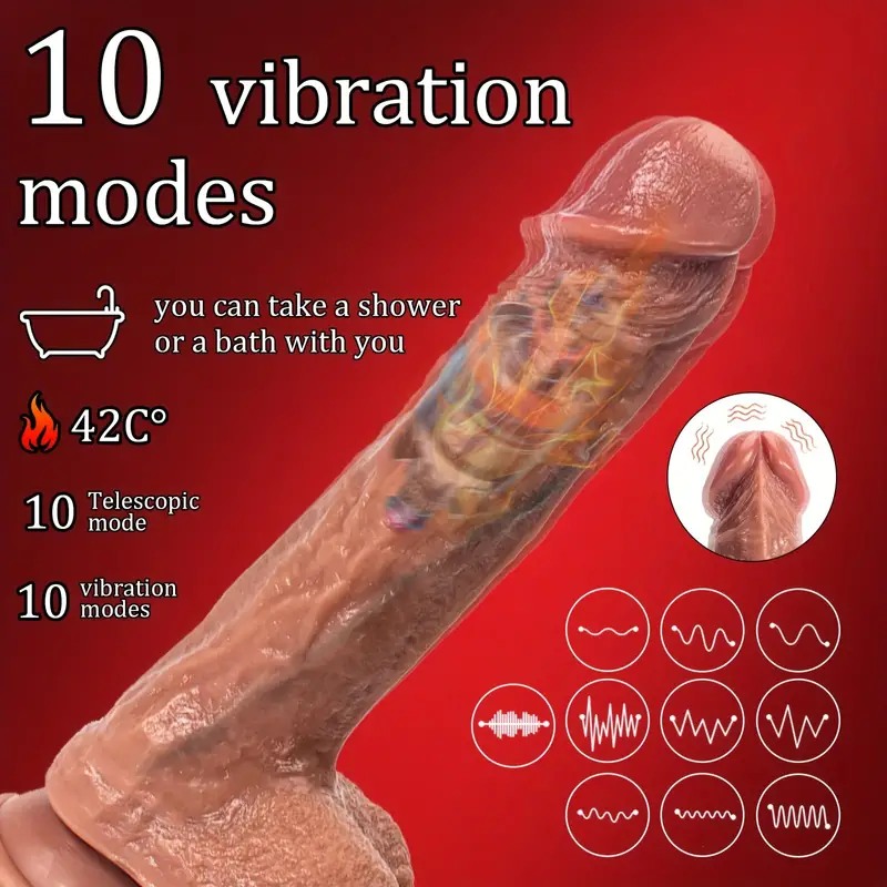 Ρεαλιστικός Θερμαινόμενος Δονητής Thrusting Με Βεντούζα 23cm Μπεζ