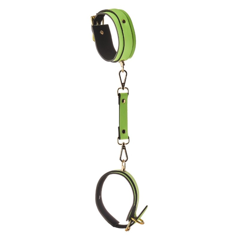 Leather Ankle Cuffs Radiant Glow in the Dark Green