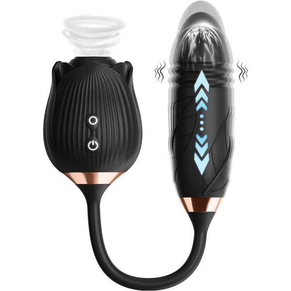 Κλειτοριδικός Δονητής Love Market Διπλός με Thrusting Αυγό Μαύρος