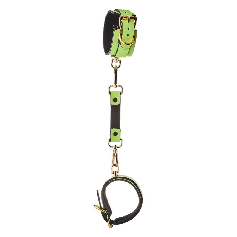 Dreamtoys Leather Cuffs Radiant Glow in the Dark Green Leather handcuffs