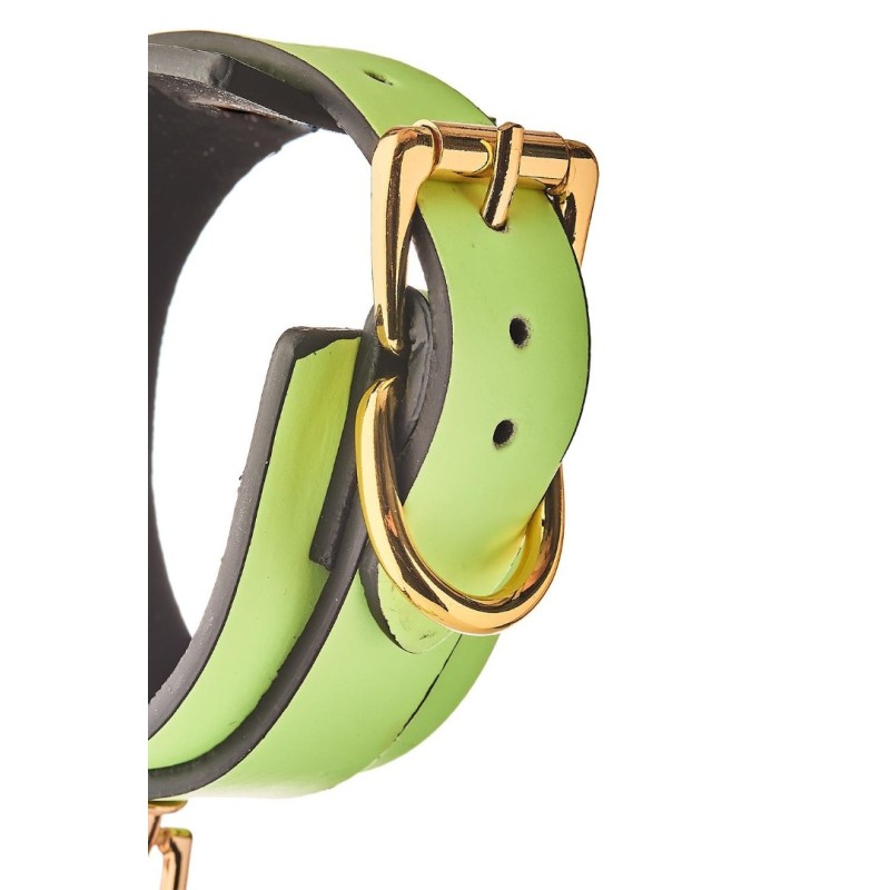Dreamtoys Leather Cuffs Radiant Glow in the Dark Green Leather handcuffs