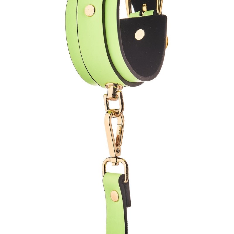 Dreamtoys Leather Cuffs Radiant Glow in the Dark Green Leather handcuffs
