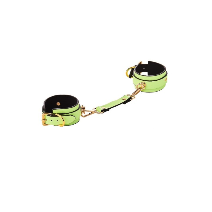 Dreamtoys Δερμάτινες Χειροπέδες Radiant Φωσφοριζέ Πράσινο Δερμάτινες χειροπέδες