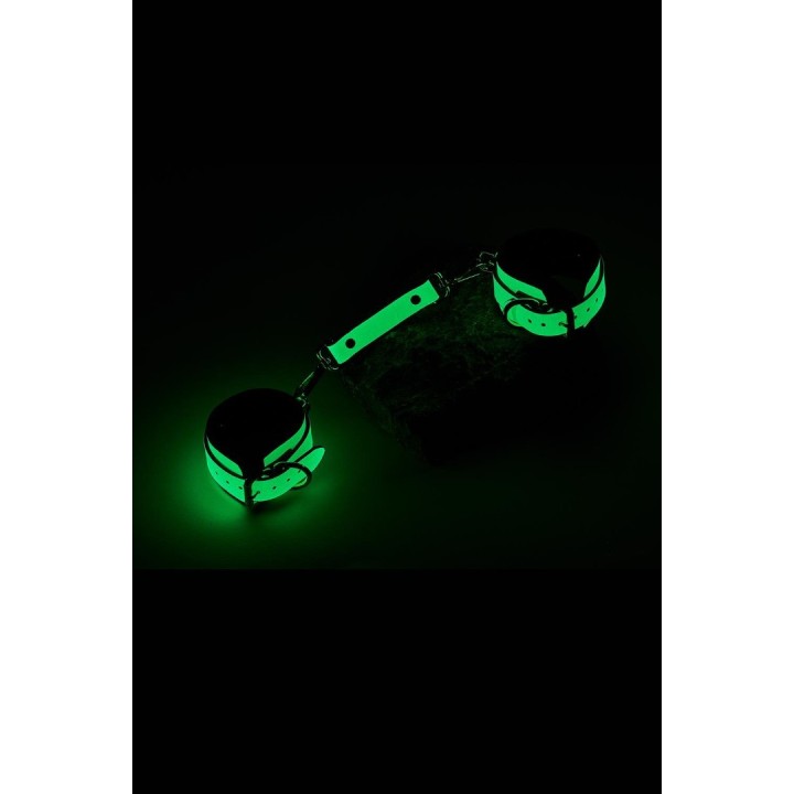 Dreamtoys Δερμάτινες Χειροπέδες Radiant Φωσφοριζέ Πράσινο Δερμάτινες χειροπέδες