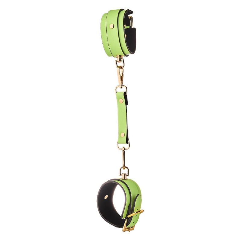Dreamtoys Leather Cuffs Radiant Glow in the Dark Green Leather handcuffs