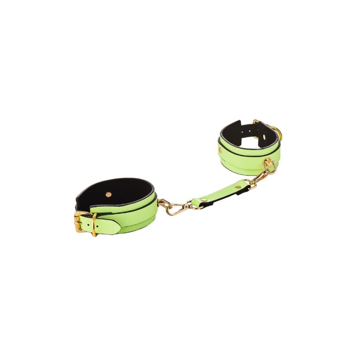 Dreamtoys Δερμάτινες Ποδοπέδες Radiant Φωσφοριζέ Πράσινο Δερμάτινες χειροπέδες