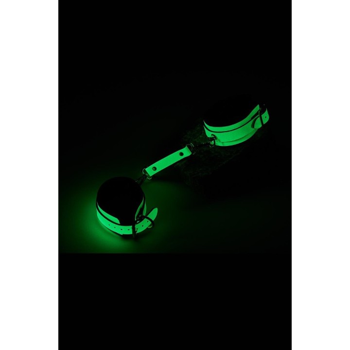 Dreamtoys Δερμάτινες Ποδοπέδες Radiant Φωσφοριζέ Πράσινο Δερμάτινες χειροπέδες