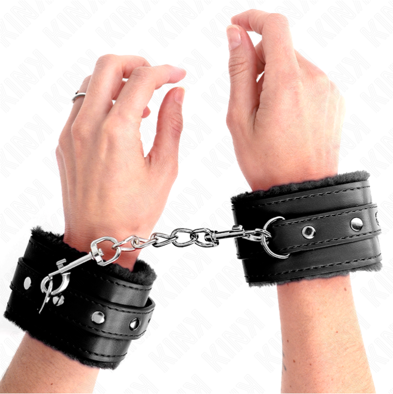 Δερμάτινες Χειροπέδες με Επένδυση KINK Μαύρες