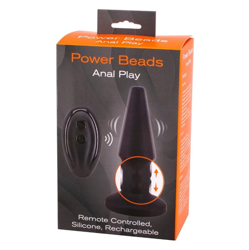 Vibrating Butt Plug Seven Creations Power Beads Black