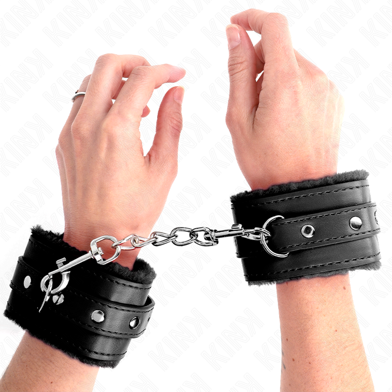 Leather Furlined Cuffs KINK Black