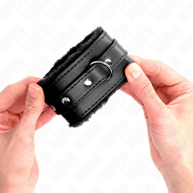 Leather Furlined Cuffs KINK Black