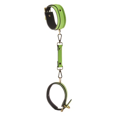 Leather Ankle Cuffs Radiant Glow in the Dark Green Leather Ankle Cuffs Radiant Glow in the Dark Green