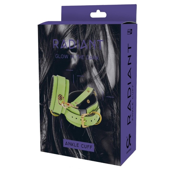 Leather Ankle Cuffs Radiant Glow in the Dark Green Leather Ankle Cuffs Radiant Glow in the Dark Green