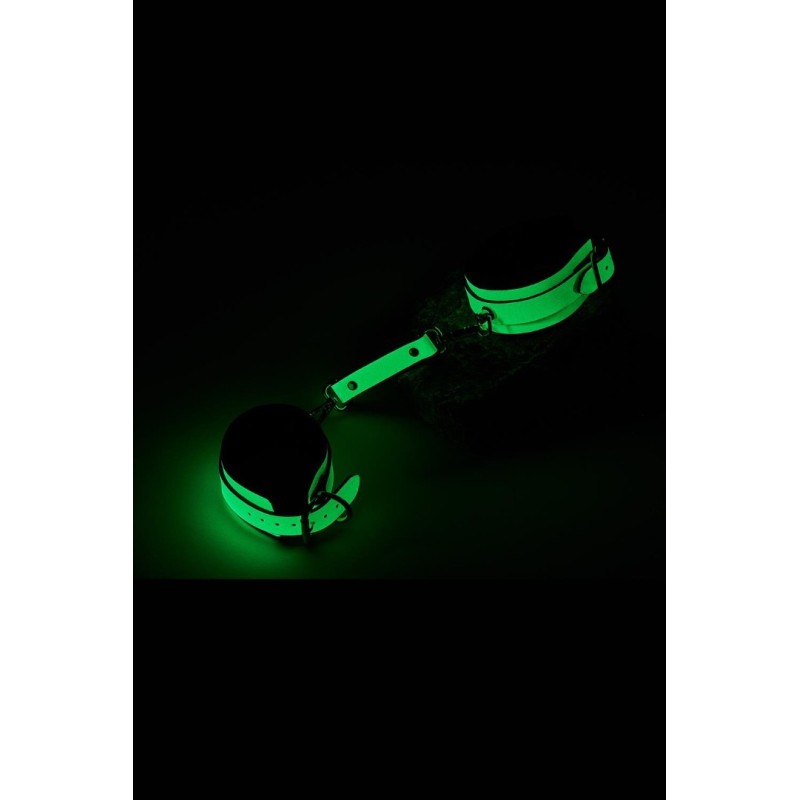 Leather Ankle Cuffs Radiant Glow in the Dark Green