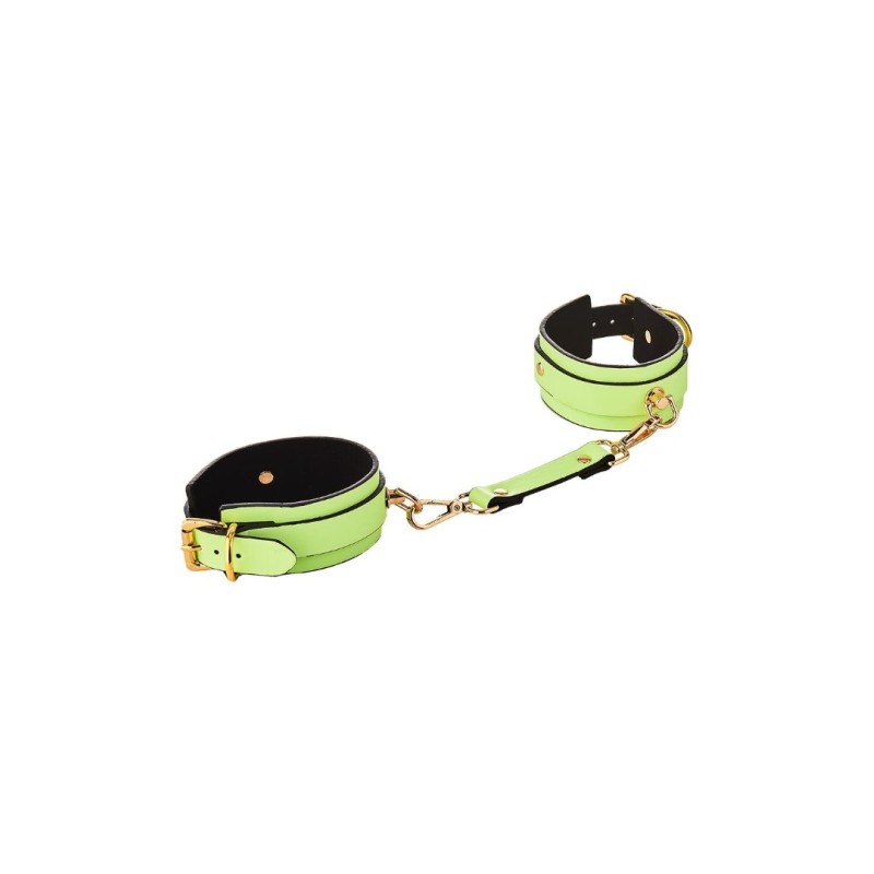 Leather Ankle Cuffs Radiant Glow in the Dark Green