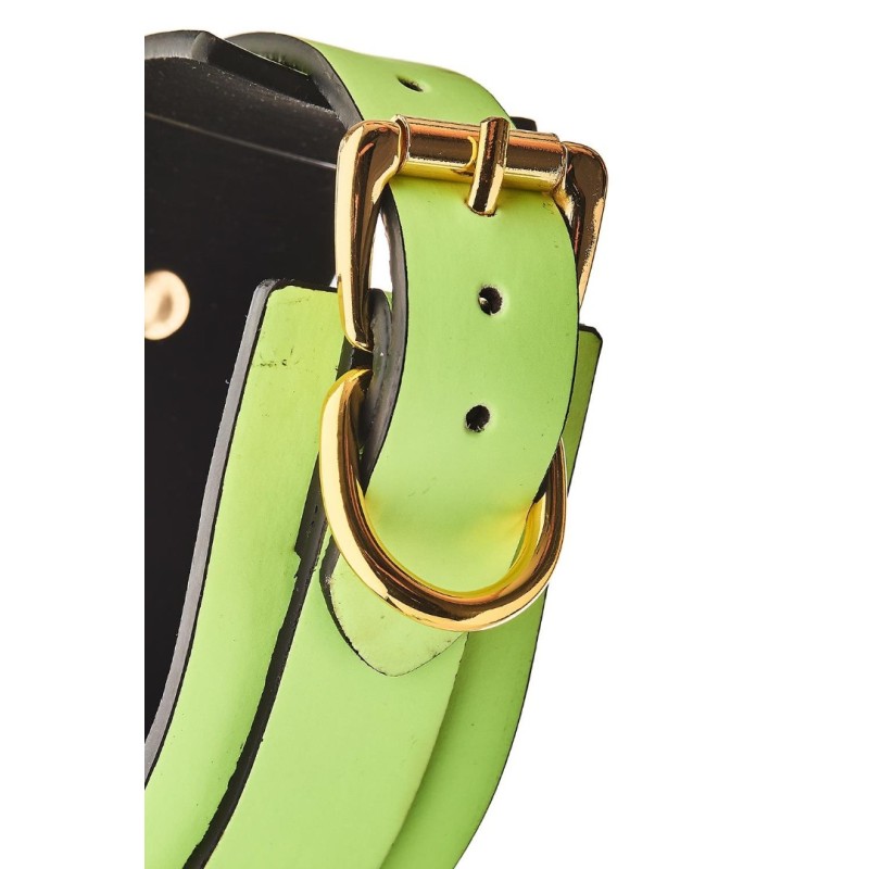 Leather Ankle Cuffs Radiant Glow in the Dark Green