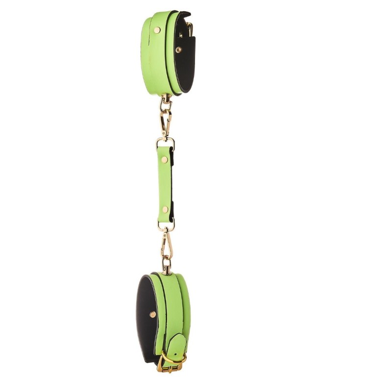 Leather Ankle Cuffs Radiant Glow in the Dark Green