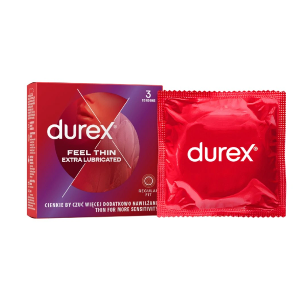 Condoms Durex Feel Thin Extra Lubricated 3τμχ