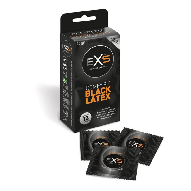 Condoms EXS Black Latex 12pcs