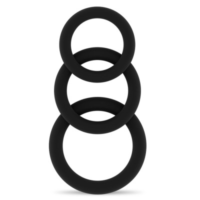 Three Size Cock Ring Set Sono Black Three Size Cock Ring Set Sono Black
