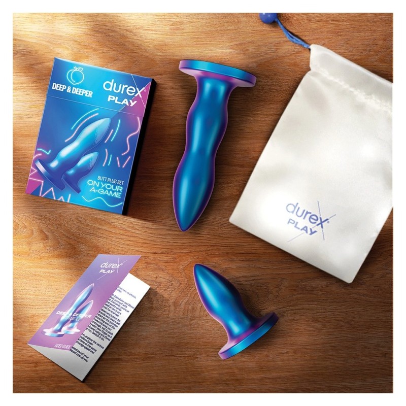 Durex Butt Plug Set Durex Play Deep & Deeper Blue Non-Vibrating butt plugs