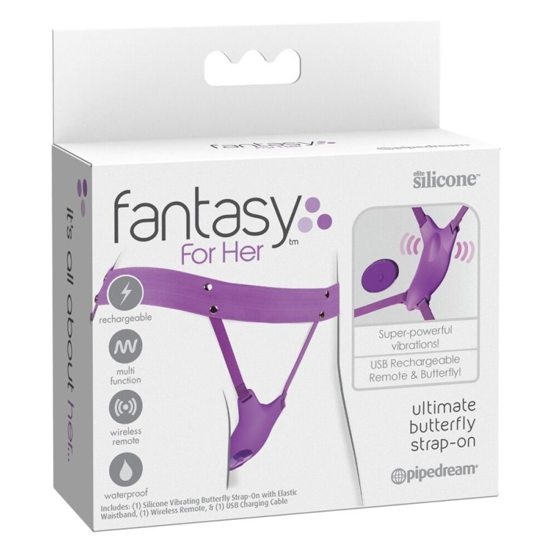 Fantasy For Her Εσώρουχο Δονούμενο Fantasy For Her Ultimate Butterfly Strap-on Μοβ Δονητές Εσωρούχου