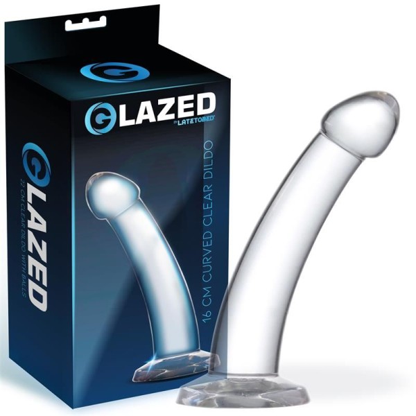 Jelly Dildo Glazed Curved 16cm Διαφανές
