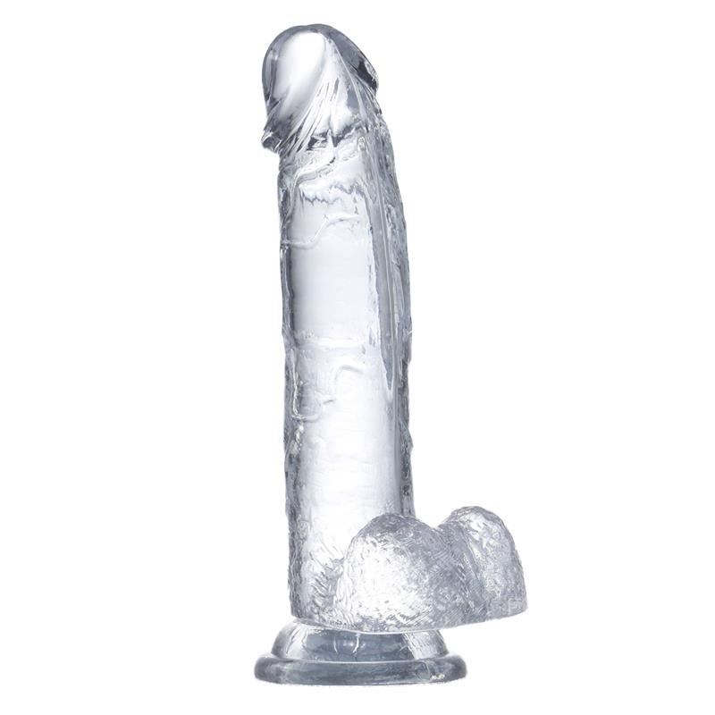 Glazed Jelly Dildo με Όρχεις Glazed 18m Διαφανές Jelly