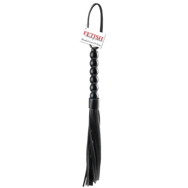 Flogger Fetish Fantasy Series Beaded Cat-o-Nine Tails Black