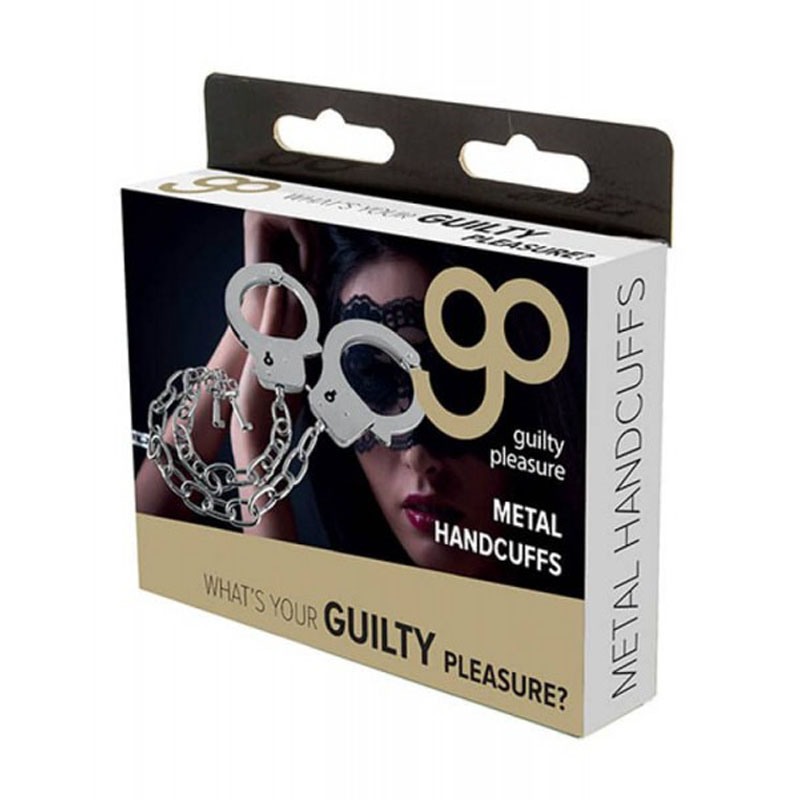 Guilty Pleasure Metal Handcuffs Long Chain GP Silver Metal handcuffs