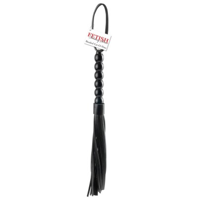 Flogger Fetish Fantasy Series Beaded Cat-o-Nine Tails Black Flogger Fetish Fantasy Series Beaded Cat-o-Nine Tails Black