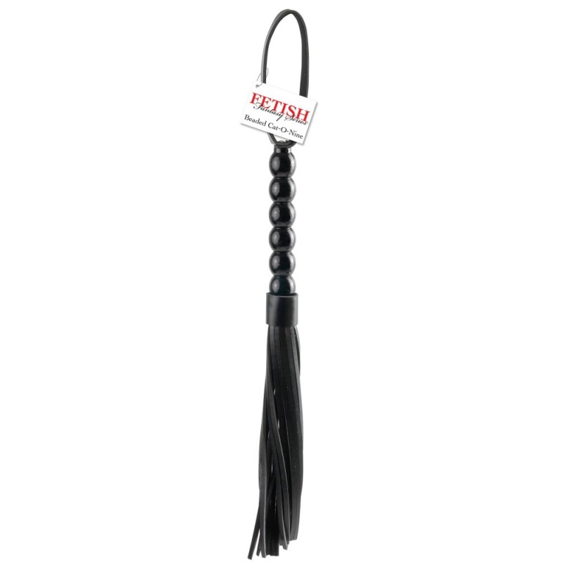 Flogger Fetish Fantasy Series Beaded Cat-o-Nine Tails Black