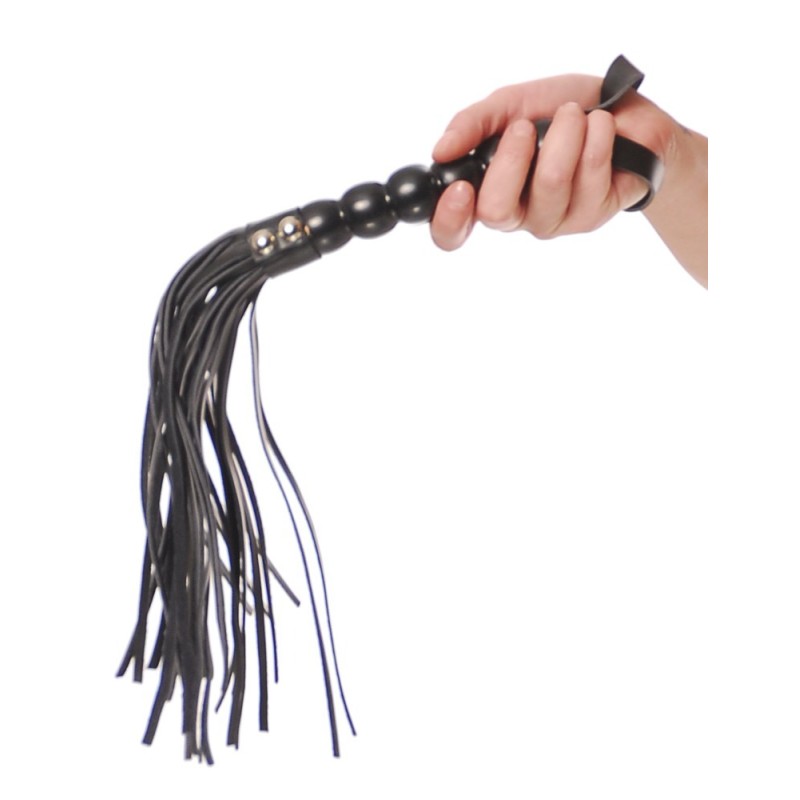 Flogger Fetish Fantasy Series Beaded Cat-o-Nine Tails Black