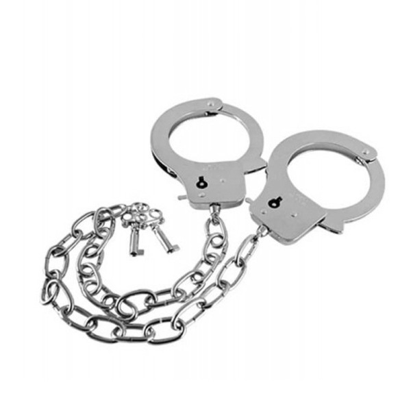 Metal Handcuffs Long Chain GP Silver