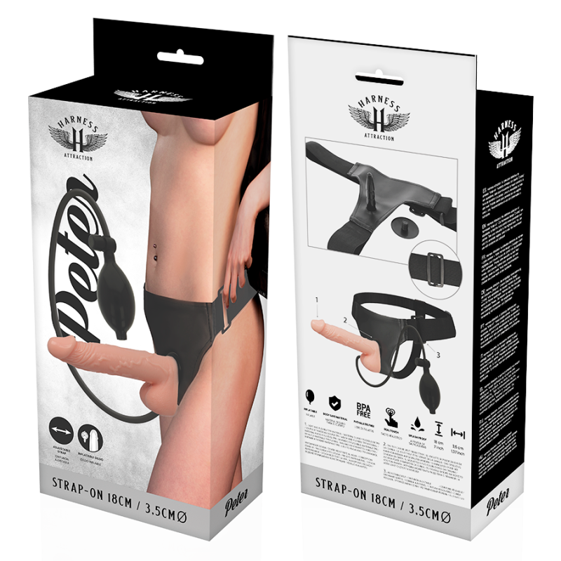 Harness Attraction Strap-On με Φουσκωτό Dildo Harness Attraction Peter Μπεζ Γυναικεία Strap-On