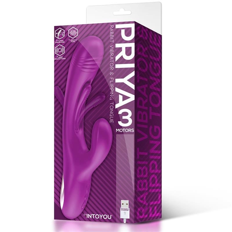 Intoyou Δονητής Rabbit με Γλώσσα Intoyou Priya 3 Μοβ Rabbit