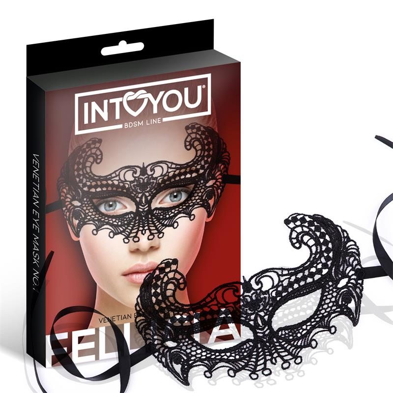 Intoyou Eye Mask Intoyou Venetian Fellicia Mask No.1 Black Masks & Blinfolds