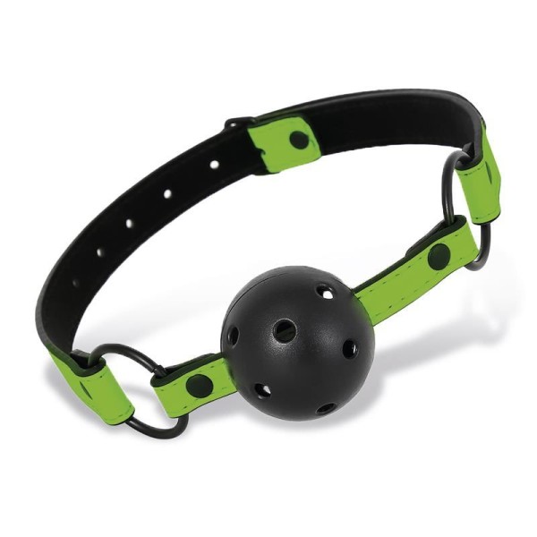 Φίμωτρο Φωσφοριζέ Intoyou Breathable Ball Gag Μαύρο