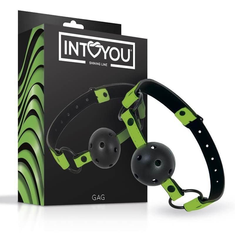 Intoyou Φίμωτρο Φωσφοριζέ Intoyou Breathable Ball Gag Μαύρο Φίμωτρα