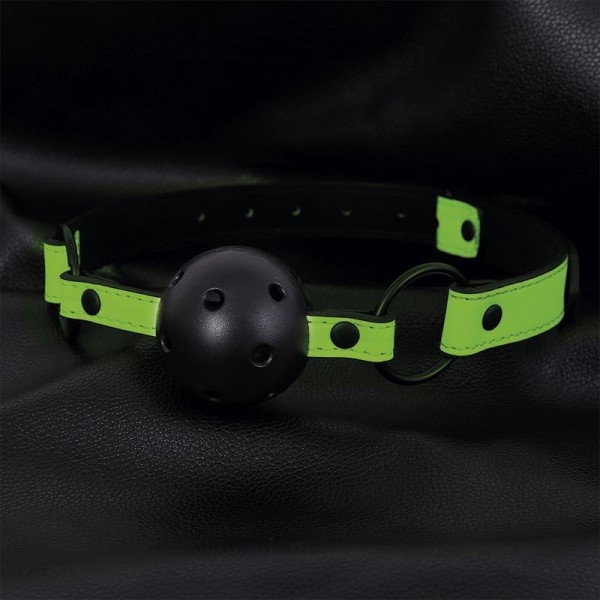 Φίμωτρο Φωσφοριζέ Intoyou Breathable Ball Gag Μαύρο