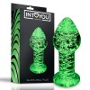 Intoyou Γυάλινη Πρωκτική Σφήνα Φωσφοριζέ Intoyou Shining 9cm Διάφανη Σφήνες χωρίς δόνηση