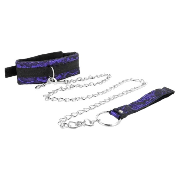 Κολάρο με Λουρί KINK Velvet Lace Μοβ Κολάρο με Λουρί KINK Velvet Lace Μοβ