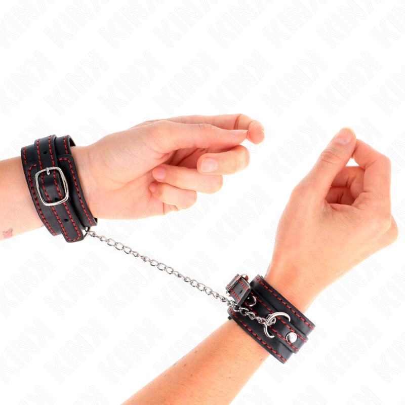 Small Leather Cuffs with Red Stiching KINK Black KINK Small Leather Cuffs with Red Stiching KINK Black Leather handcuffs