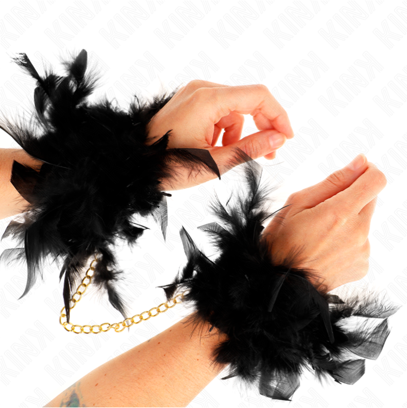 Feather Cuffs with Chain KINK Black