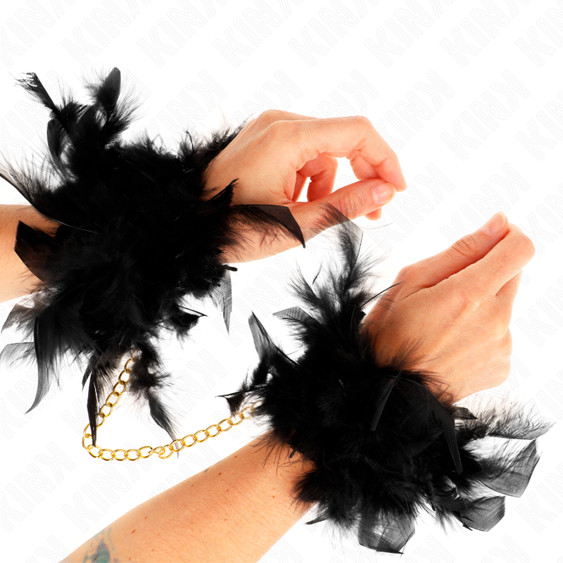 Feather Cuffs with Chain KINK Black Feather Cuffs with Chain KINK Black