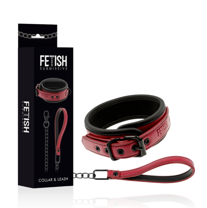 Collar & Leash Fetish Submissive Red