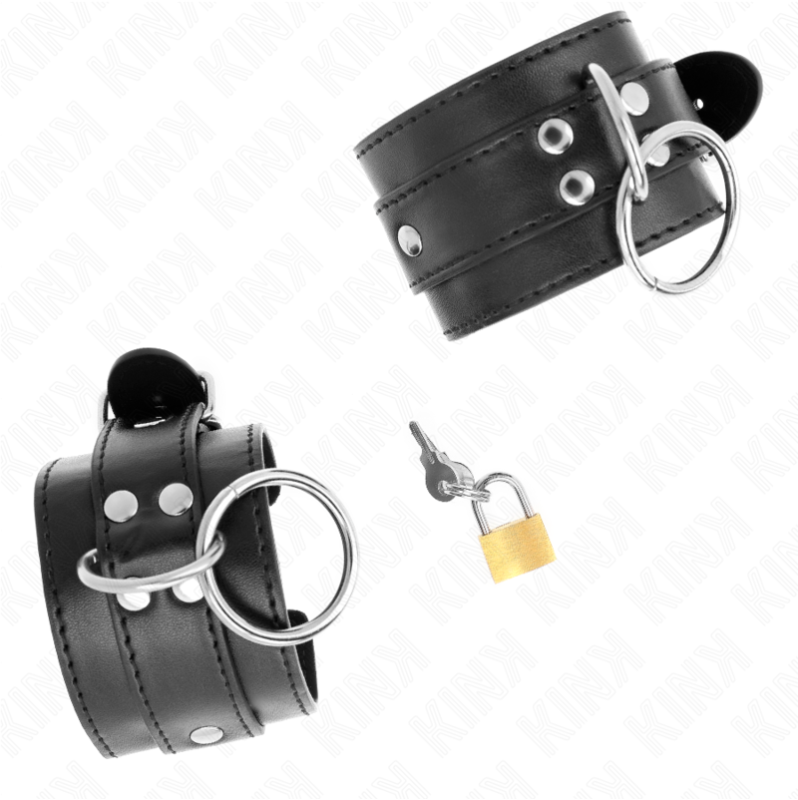 Leather Cuffs with Padlock KINK Black