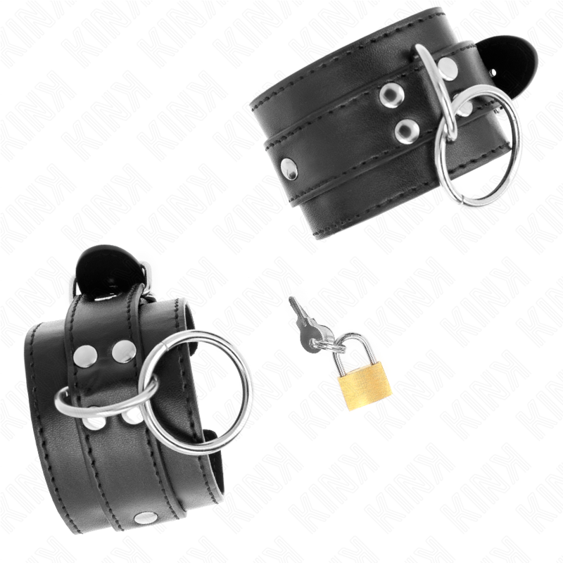 Leather Cuffs with Padlock KINK Black